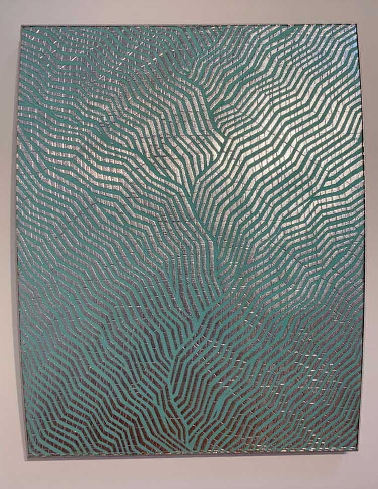 Foil Garraparra by Gunybi Ganambarr at Annandale Galleries