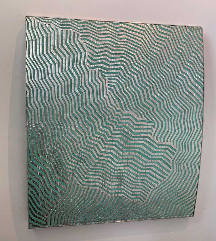 Foil Garraparra by Gunybi Ganambarr at Annandale Galleries