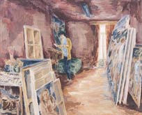 Gina in yellow by John Lessore at Annandale Galleries