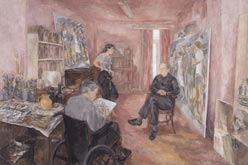 Drawing sitting and standing by John Lessore at Annandale Galleries