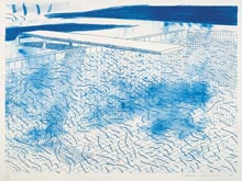 Lithograph of Water Made of Lines and Crayon by David Hockney at Annandale Galleries