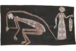 Dulklorrkelorrkeng & Wakkewakken by Lofty Bardayal Nadjamerrek at Annandale Galleries