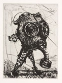 L'Avanzata Inesorabile 5 (Gas Mask) by William Kentridge at Annandale Galleries