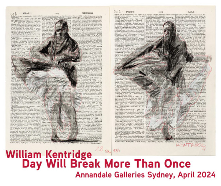 Day Will Break More Than Once (Exhibition poster) by William Kentridge at Annandale Gallery