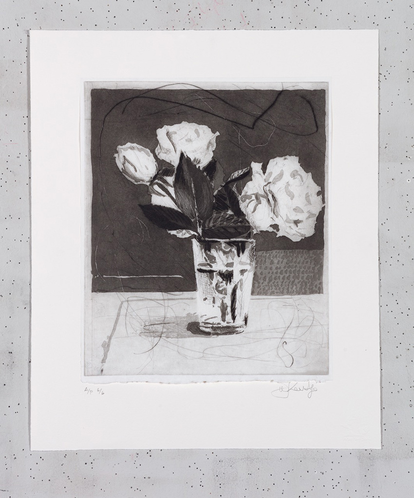 Roses in a glass by William Kentridge at Annandale Gallery