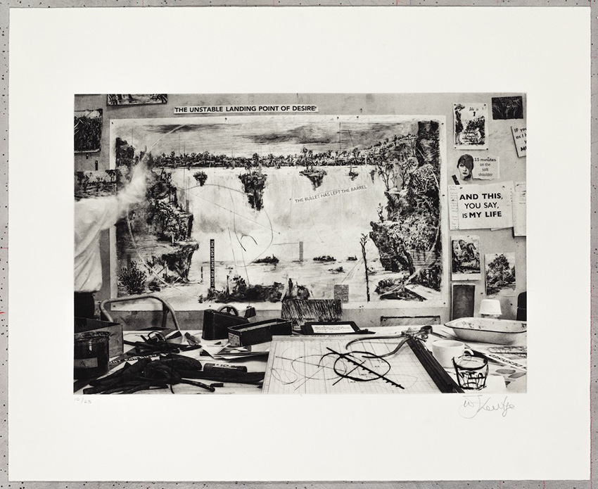 Studio Life the bullet has left the barrel by William Kentridge at Annandale Gallery