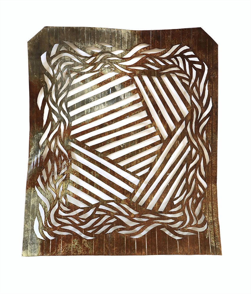Gunybi Ganambarr in the Annandale Galleries stockroom
