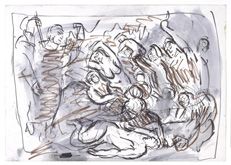 From Rubens:  The Brazen Serpent by Leon Kossoff at Annandale Galleries