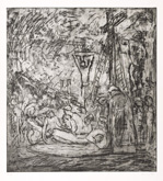 From Rembrandt:  The Lamentation over the Dead Christ No. 1 by Leon Kossoff at Annandale Galleries