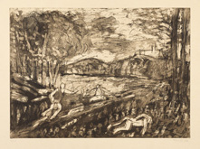 From Poussin:  Landscape with a Man Killed by a Snake by Leon Kossoff at Annandale Galleries