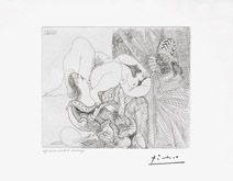 Raphael et la Fornarina III: Avec le Pape en Voyeur Cache, from the 347 Series, 31 August, 1968, Mougins by Pablo Picasso at Annandale Galleries