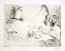 Belle Jeune Femme a sa Toilette Revant Qu'elle Possede un Petit Homme des Bois Emacie Portant un Oiseau, from the 156 Series, 5 June, 1971 by Pablo Picasso at Annandale Galleries