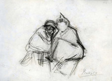 Seated Couple, a double-sided drawing, executed circa 1901 by Pablo Picasso at Annandale Galleries