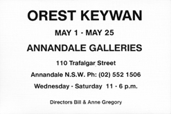 Invitation by Orest Keywan at Annandale Galleries