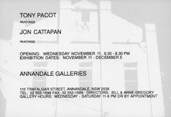 Invitation by Tony Pacot at Annandale Galleries