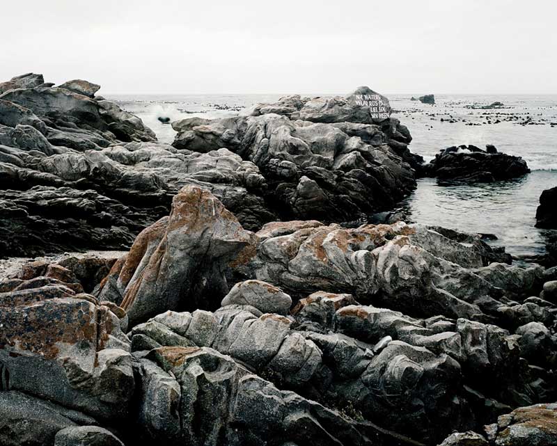 At Pearly Beach, Western Cape. He leadeth me beside the still waters, Memorial to a holiday maker, Bob O'Neil.  by David Goldblatt at Annandale Galleries
