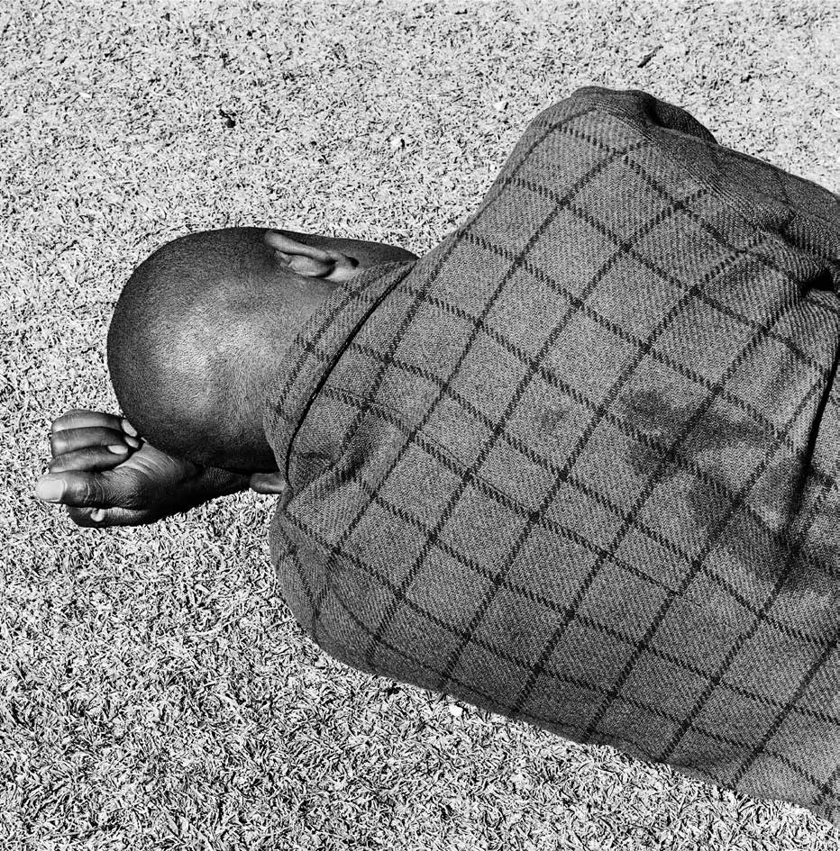 Man sleeping. Joubert Park, Johannesburg. August 1975 by David Goldblatt at Annandale Galleries